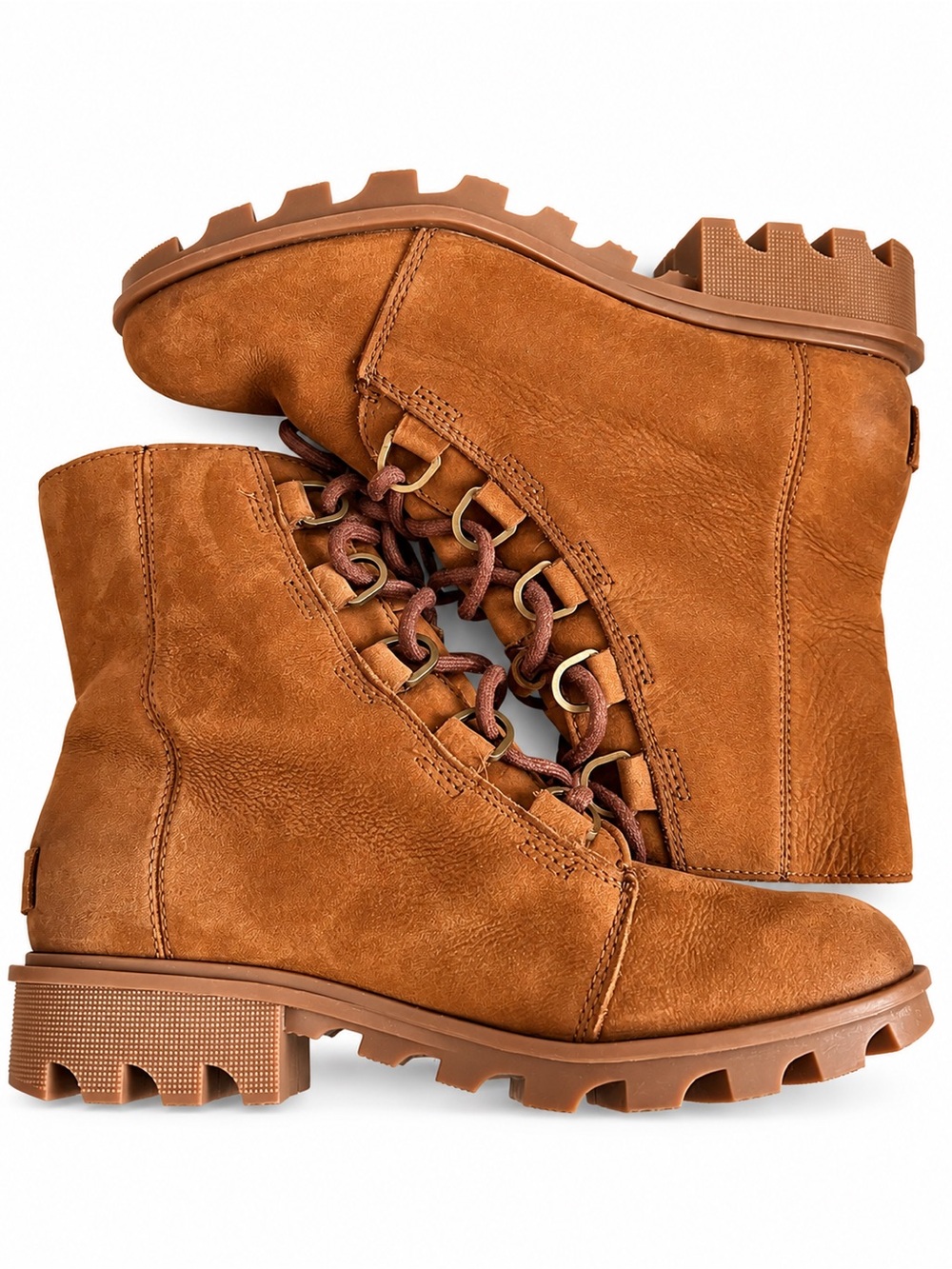 Sorel Women’s Brown Leather Lace Up Lug Sole Boots Size 8
